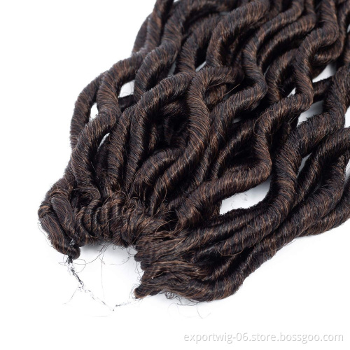 Synthetic Factory Price Wavy Goddess ombre braided hair locs dreadlocks Faux Straight curly Faux Locs Hair Attachment